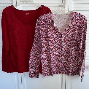Loft outlet-size large long sleeved knit top and lightweight cardigan excellent